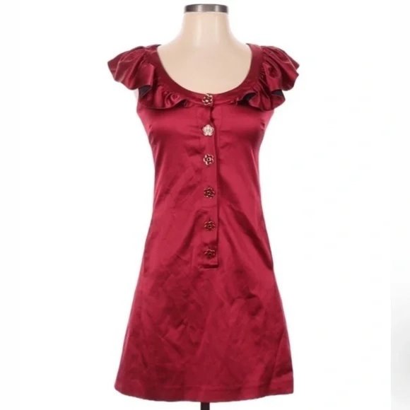 Betsey Johnson | 100% Silk Red Dress - Picture 1 of 4